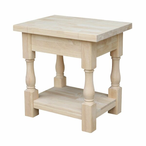 International Concepts Rectangle Tuscan End Table, 24 in W X 18 in L X 24 in H, Wood, Unfinished OT-17E